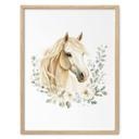 Póster retrato de caballo con corona de eucalipto | motivo de caballo para niños