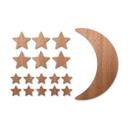 Decoración en madera caoba - luna y estrellas