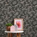 Papel pintado floral con ramas de olivo en blanco y negro - papel pintado no tejido floral con aceitunas