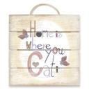 Cuadro de madera Loske - Home is where your Cat is - 40x41,5 cm
