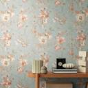 COSMOPOLITAN Vintage tapet akvarelblomster abrikosblå - Ikke-vævet tapet pastel