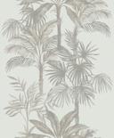 Papel pintado no tejido en blanco beige árboles hojas selva naturaleza floral 