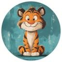 Lykkelig tigerunge Fototapet | babyværelse | børnehave - Magnusson - Rund - vliesetapet/selvklæbende