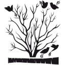Sticker mural bicolore - Arbre fin aux oiseaux