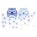 Sticker mural - Chouettes au Cerisier-bleu