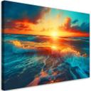 Canvasbillede, Solnedgang og havets bølger