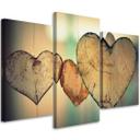 3-delt lærredstryk Heart Wood Love Retro