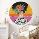 Vinilo decorativo Mujer con corona de flores de colores - Hülya - Redondo