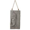 Buddha Wandskulptur - Asiatische Wanddeko aus Kunststein mit Seil - 41x78 cm