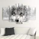 5 stykke lærredsprint, Wolf Forest Animal Grey