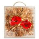 Cuadro de madera amapolas en flor en un campo - 40x41,5 cm