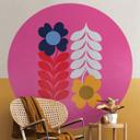 Tapet cirkel Collett - Retro Flowers - vliesetapet/selvklæbende non-woven tapet