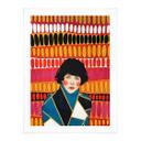Póster de mujer delante del colorido papel pintado retro - Hülya