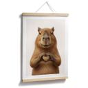 Poster Capybara avec main en forme de cœur