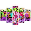 5 stykke lærredstryk Graffiti abstraktion