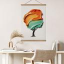 Póster de tela árbol con corona 3D naranja y verde - Mielu