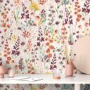 Blomster tapet akvarel look beige brun - Tapet med mønster naturlige toner - ikke-vævet tapet