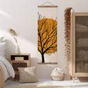 Póster de tela Cubistika - Sol dorado detrás de un árbol - Panorama