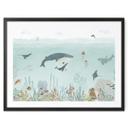 Póster habitación infantil aventura submarina con animales marinos - Azul - Oliver Robins
