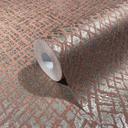 Papel pintado no tejido con motivo cuadriculado brillante beige, textura roja