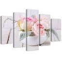 5 stykke lærredsprint, Roses Vase Nature Flowers