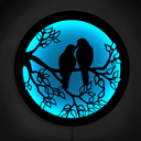 Décoration lumineuse LED en MDF - Deux oiseaux sur une branche