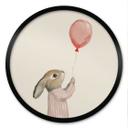Plakat Sød kanin med ballon - Treechild - Rund