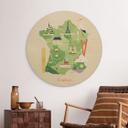 Cuadro de madera mapa de Francia - Rivers - Redondo