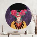 Vinilo decorativo Mujer con corona de flores y fuerza - Hülya - Redondo