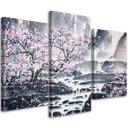 3 stykke lærredstryk, Japan Cherry Blossom Pink Nature