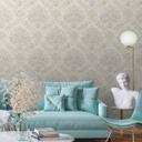 Papel pintado ornamentos blanco, plata - papel pintado tejido-no tejido barroco clásico para salón