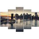 5 stykke lærredstryk, New York City Brooklyn Bridge