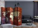 Screen room divider - Verdenskort - Jernkontinenter , 5-delt - 225x172 cm