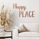 letra decorativa 3D Happy Place - madera de caoba