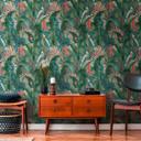 Papel pintado con hojas de palmera azul verde - papel pintado tejido-no tejido floral motivo jungla