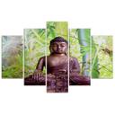 5 stykke lærredsprint, Buddha Meditation Green