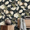 Ikke-vævet tapet, blomstermotiv tapet Secret Garden sort