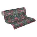 Floral negro rosa - Papel pintado no tejido Casa de campo A.S. Création - Estructura ligera mate