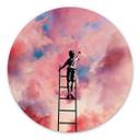 Vægcirkel Taudalpoi - Painting Clouds – print på aluminium (Alu-Dibond)