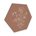 Sekskantet billede vild rose buket mokka mousse - anis illustration - aluminium dibond