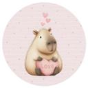 Capybara Wallsticker med kærlighedshjerte - Rund