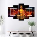 5 stykke lærredstryk Buddha Golden Abstraktion