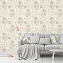 tapet med tegnede blomster hvid grøn - non-woven tapet blomstermotiver med blomster