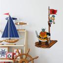 Muursticker Wickie de Viking en Halvar op een vlot