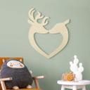 Décoration en bois - Cerf en cœur - Placage de peuplier