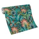 Blomstertapet, blomstertapet, Erismann Martinique turkis non-woven tapet