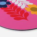 Vægcirkel Collett - Retro Flowers – print på aluminium (Alu-Dibond)