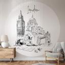 Fototapet - Rundt Love your City - London Sort og hvid - vliesetapet/selvklæbende non-woven tapet