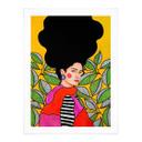 Plakat Woman with green and white leaves - Hülya