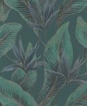 Papel pintado no tejido flores, hojas naturaleza floral en verde 